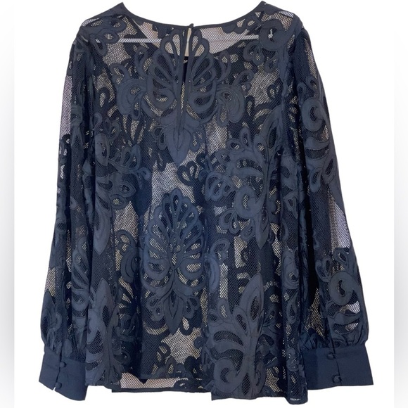 NWT-Torrid Mesh with embroidery long sleeve blouse. Size 2X Deep black color - Picture 6 of 10